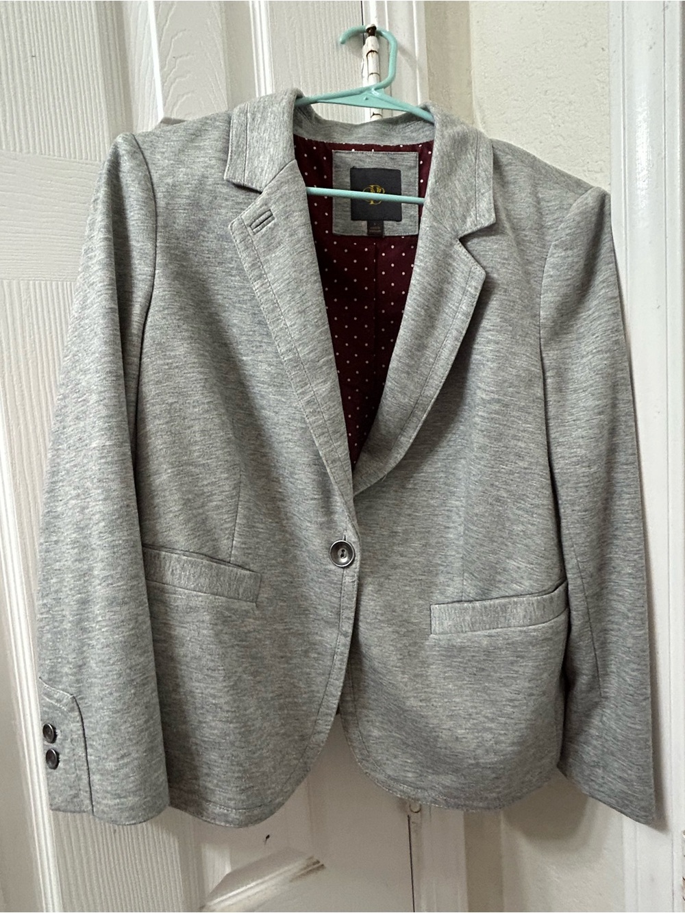Classic Gray Knit Blazer Jacket for Women
